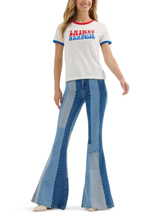 Wrangler Women's Lainey Wilson Slim Ringer Tee, Wh