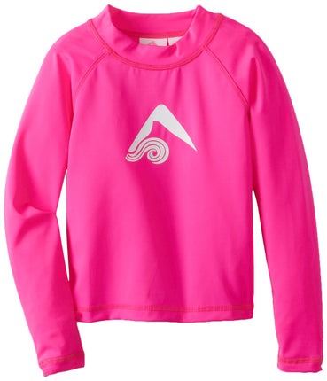 Kanu Surf Girls' Keri UPF 50+ Rashguard, Neon Pink