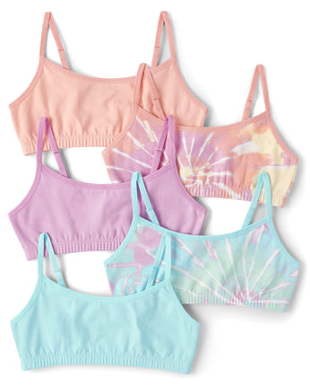 The Children's Place Girls' Bralette, Tie Dye 5-Pa