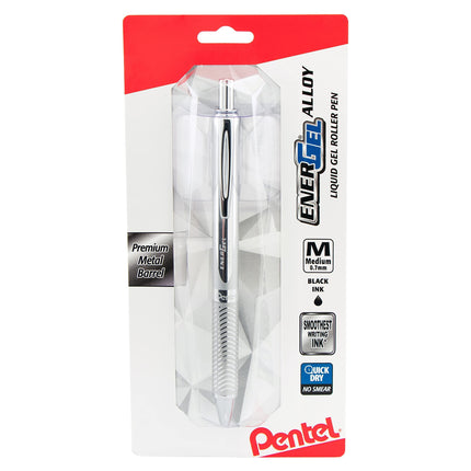 Pentel EnerGel Alloy RT Gel Pen, Medium Metal Tip,