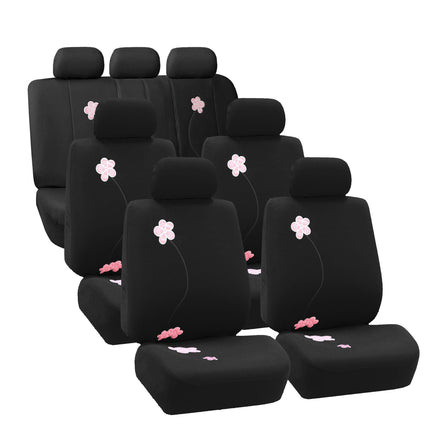 FH GROUP Three Row Floral Design Cloth Car Seat Co