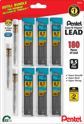 Pentel 7mm Lead Refill And Eraser Pack for Mechani