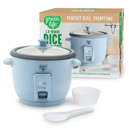 GreenLife Electric Rice Cooker, 3-Cups Uncooked/6-