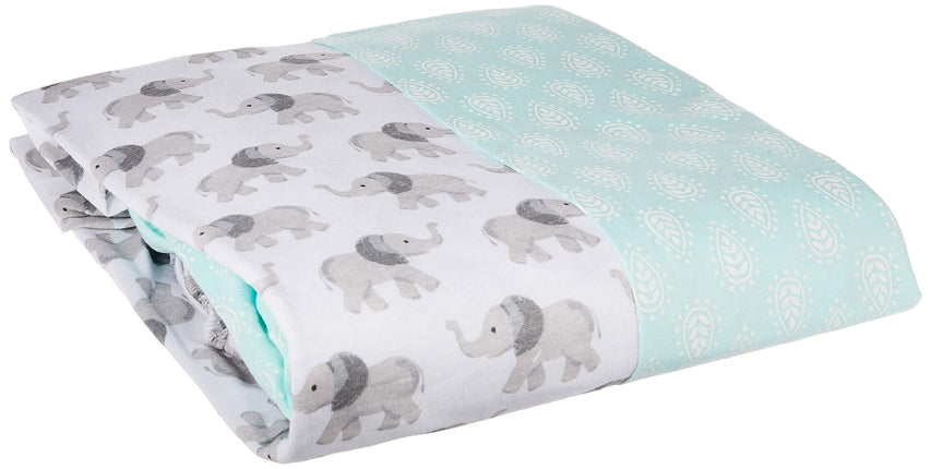 Hudson Baby Cotton Fitted Crib Sheets, 2 Pack, Ele