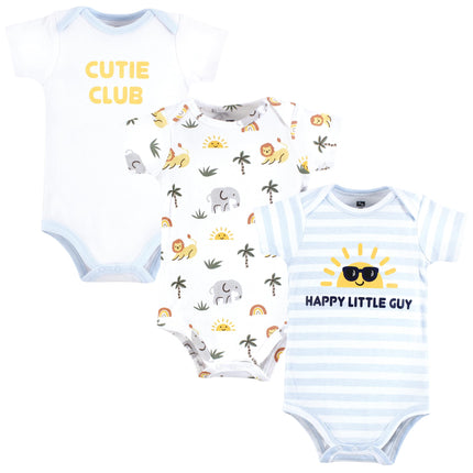 Hudson Baby Unisex Baby Cotton Bodysuits, Happy Li