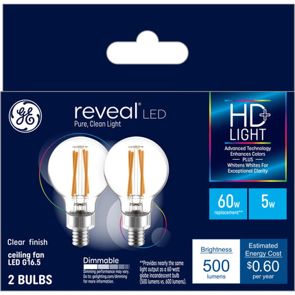 GE Reveal LED Light Bulbs, 60 Watt Eqv, HD+ Light,