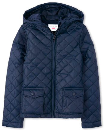 The Children's Place Girls Zip Up Quilted Hooded J