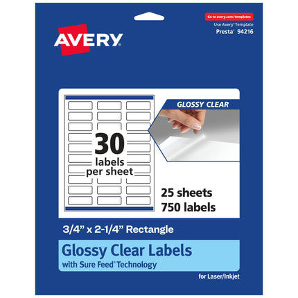 Avery Glossy Clear Rectangle Labels with Sure Feed
