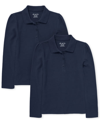 The Children's Place Girls Uniform Long Sleeve Piq