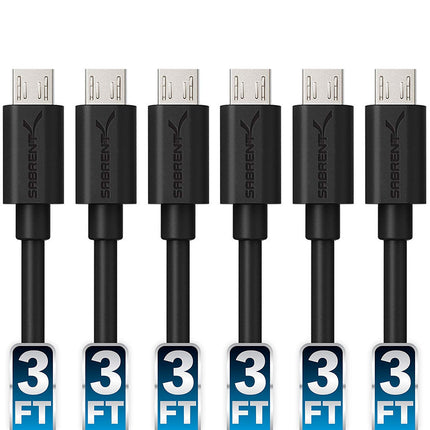 SABRENT [6-Pack 22AWG Premium 90 cm Micro USB Cabl