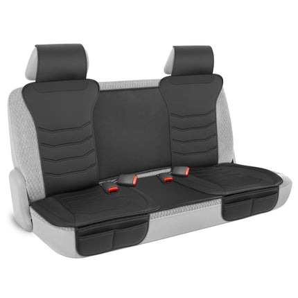 Motor Trend LuxeFit Black Faux Leather Rear Bench