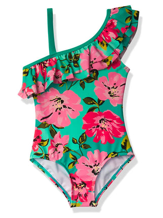Kanu Surf Girls' Morgan Floral Ruffle One-Shoulder