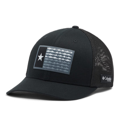 Columbia PFG Flag Mesh Ball Cap-High Crown, Black/