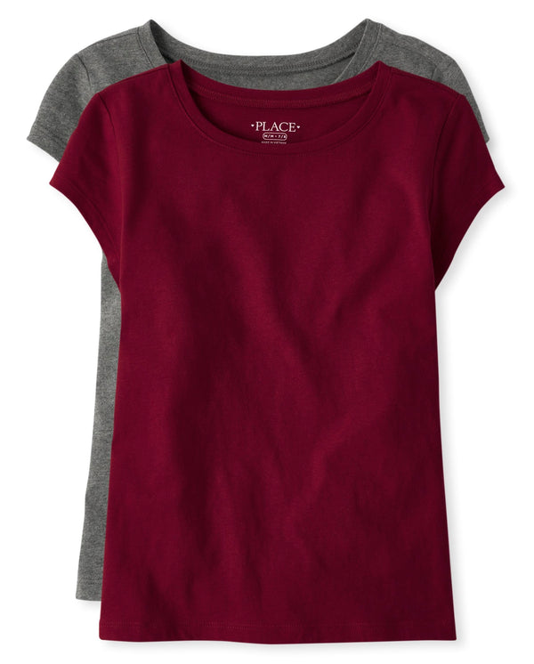 The Children's Place Girls Tee Shirt, Rubine/Dk Gr