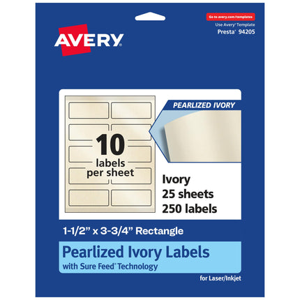 Avery Pearlized Ivory Rectangle Labels with Sure F