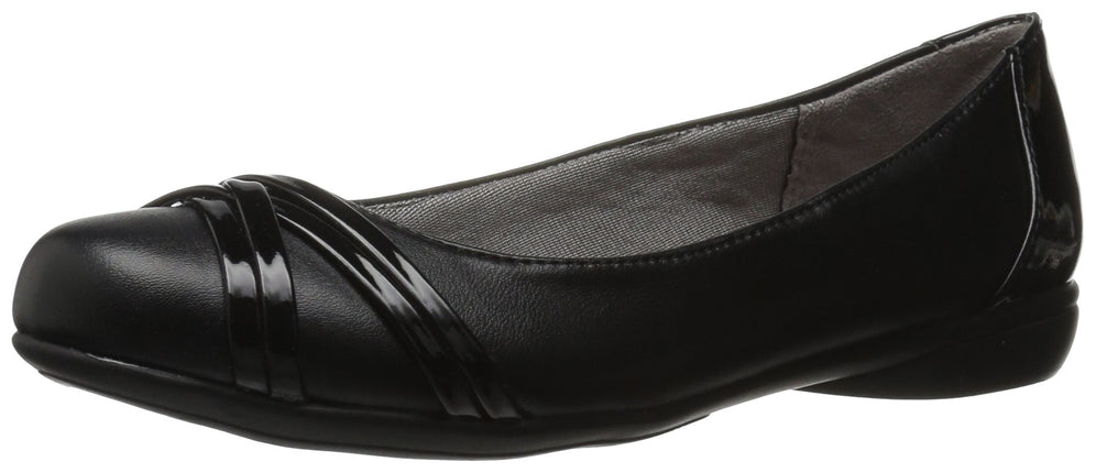 LifeStride Women's, Aliza Flat, Black Smooth, 6 Wi