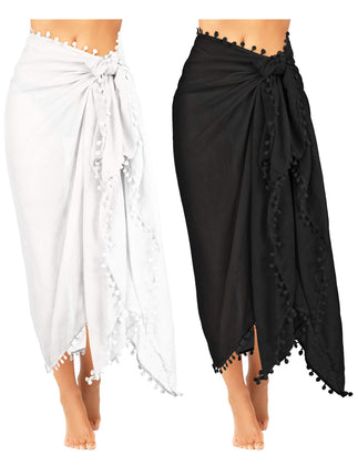 2 Pieces Women Beach Sarong Pareo Swimsuit Cover U