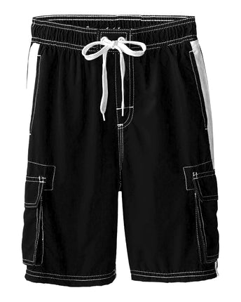 Kanu Surf Big Boys' Barracuda Swim Trunk, Black, M