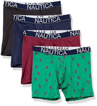 Nautica Men's 4 Pack Micro Boxer Briefs, Black/Pea