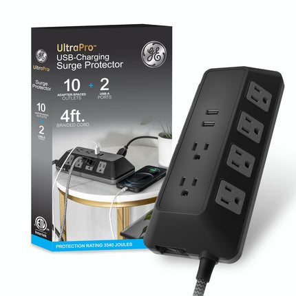 GE UltraPro 10-Outlet Surge Protector with USB Por