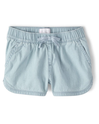 The Children's Place Girls' Denim Pull on Shorts,