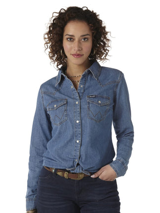 Wrangler Women's Western Long Sleeve Snap Shirt, M