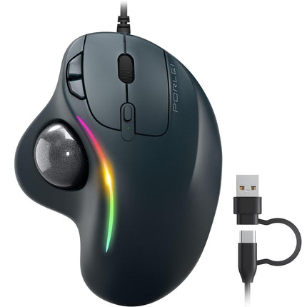 Wired Trackball Mouse, Ergonomic Comfort Design Re