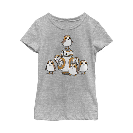 STAR WARS Episode IX BB8 and Porgs Girl's Crew Tee