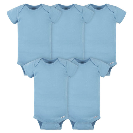 Gerber Baby 5-Pack Solid Onesies Bodysuits, Blue,