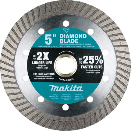 Makita E-02624 5" Diamond Blade, Turbo, Hard Mater