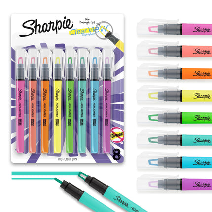 Sharpie Clear View Highlighters 8/Pkg-Yellow, Gree
