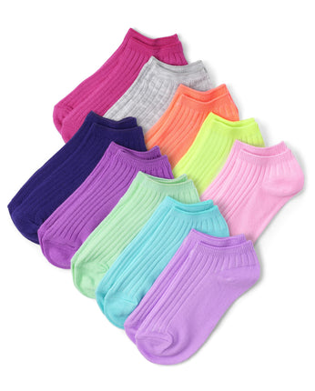 The Children's Place Girls' Ribbed Ankle Socks, Mu