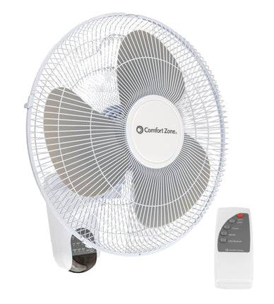 Comfort Zone 16-inch Wall Mount Fan with Remote Co