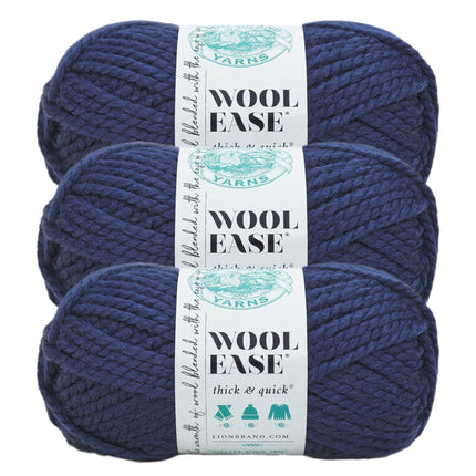 Lion Brand Yarn 640-110 Yarn, 3-Pack, Navy 3 Pack