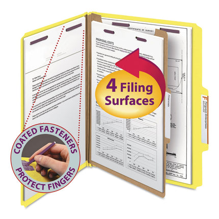 Smead Letter 4-Section Yellow File Folders (Pack o