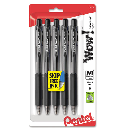 PENTEL ARTS Ballpoint Pen 5/PKG Black, 5-Pack