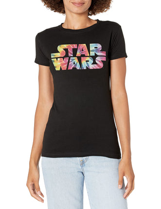 STAR WARS Women's Long Rainbow Logo Tie Dye Crew N