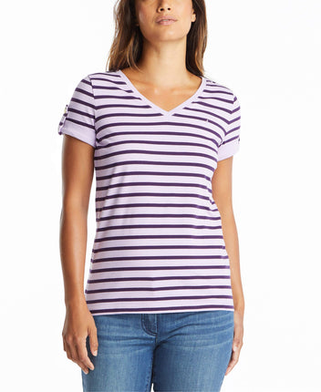 Nautica Women's Easy Comfort V-Neck Striped Supers