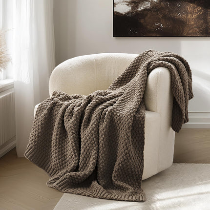 EVERGRACEHOME Chunky Chenille Knit Throw Blanket f