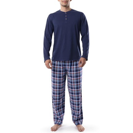 IZOD Men's Jersey Henley and Flannel Pajama Pant S