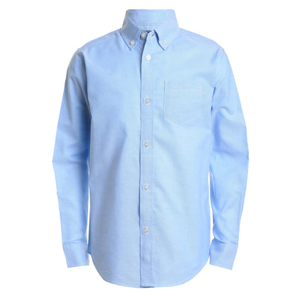 IZOD Boys' Long Sleeve Solid Button-Down Oxford Sh