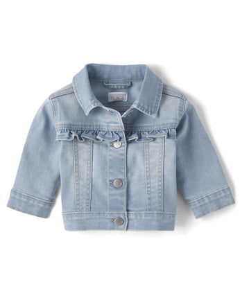 The Children's Place baby girls Ruffle Denim Jacke