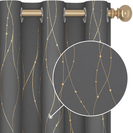 Deconovo Blackout Grommet Curtains Pair with Golde