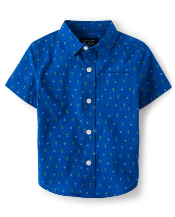 The Children's Place Baby Boys' Poplin Short Sleev
