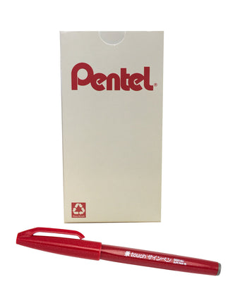 Pentel Arts Sign Pen Touch, Fude Brush Tip, Red In