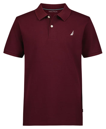Nautica Boys' Short Sleeve Anchor Polo, Burgundy,