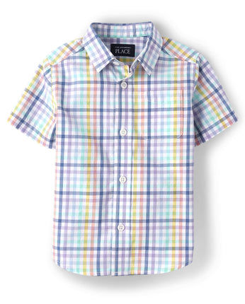 The Children's Place Big Boys' Short Sleeve Button