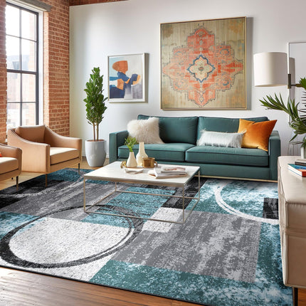 Rugshop Contemporary Circle Design Area Rug, Fade-
