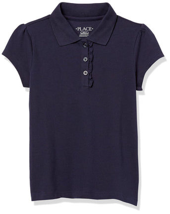 The Children's Place Girls' Uniform Ruffle Pique P