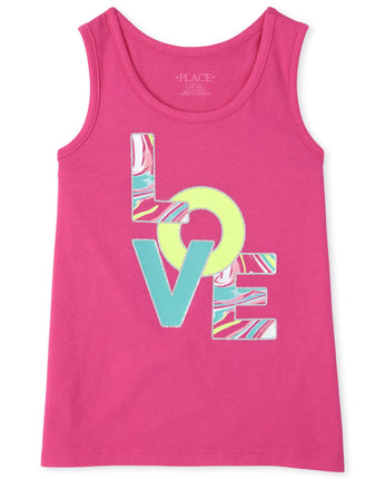 The Children's Place Girls Graphic Tank Top, Berry